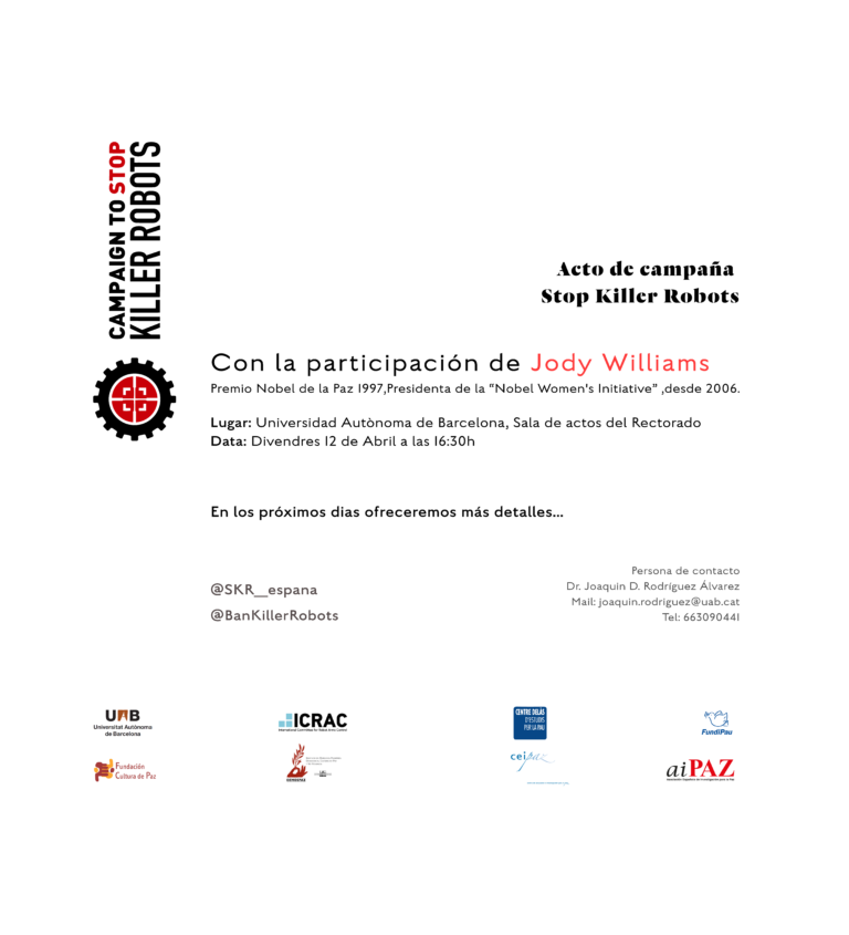 Acto de campaña con Jody Williams en Barcelona