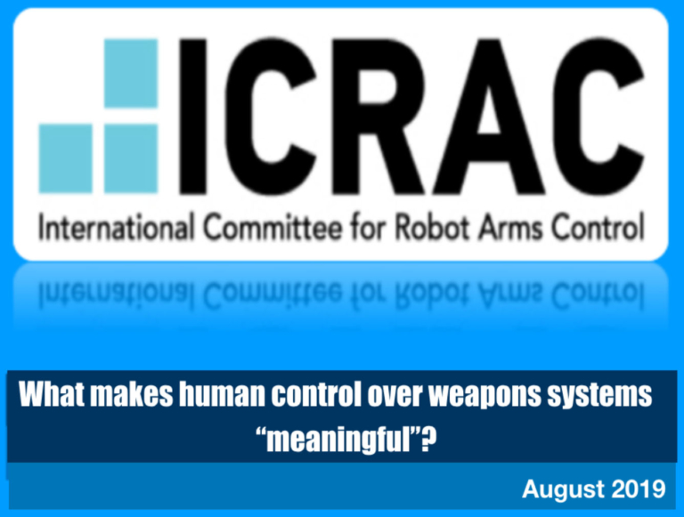 ICRAC Releases New Report on Meaningful Human Control